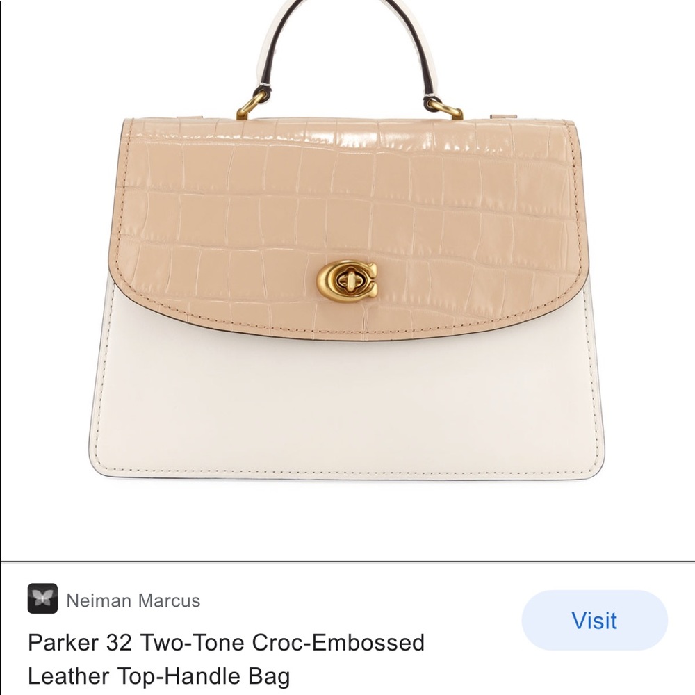 ISO coach parker 32 croc embossed top handle bag